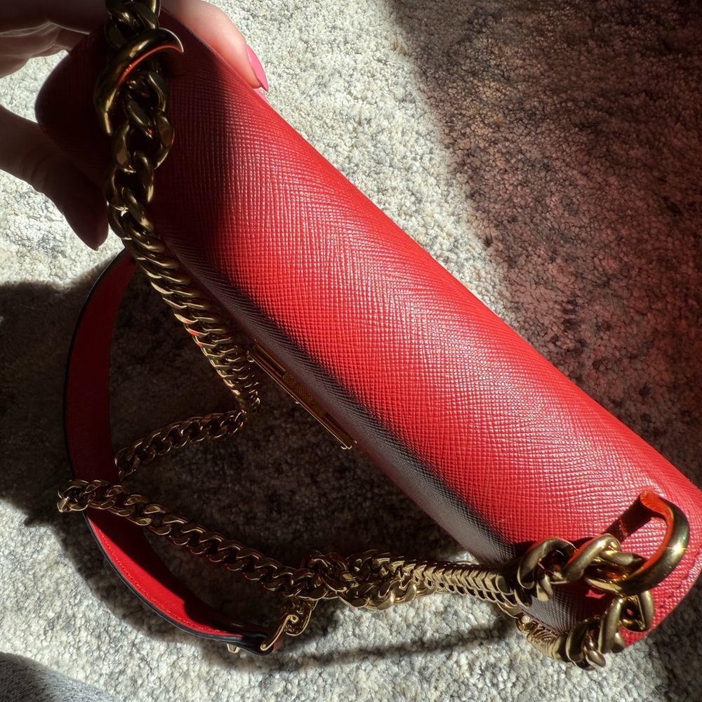 Prada Red Leather Chain Shoulder Bag - Picture 11 of 11